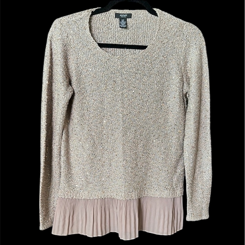 Alfani Beige pink Sweater with Pleated Hem